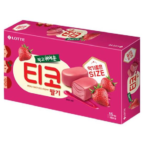 Lotte tico草莓脆皮風味雪糕-草莓口味 348g(15入)