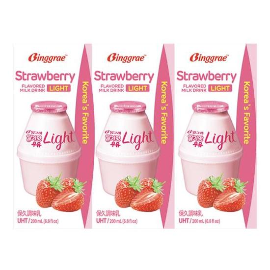 Binggrae保久調味乳-草莓風味 200ml*6入