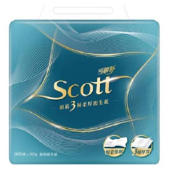 SCOTT可麗舒頂級3層柔厚抽取衛生紙 100抽*10包