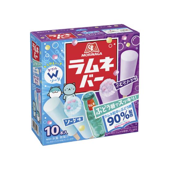 【分批取】森永彈珠汽水風味冰棒家庭號-蘇打+葡萄蘇打 485g(10入)