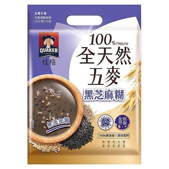 桂格全天然五麥-黑芝麻糊(無添加糖) 19g*10入