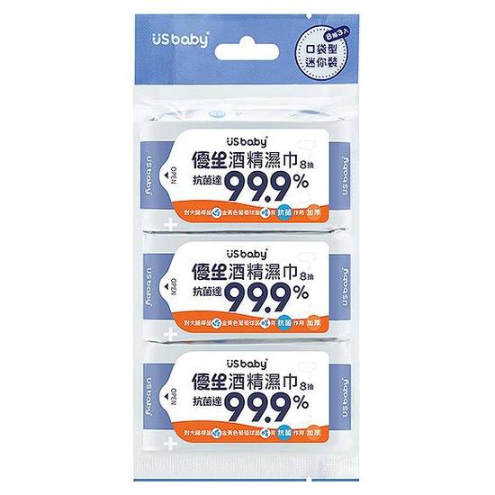 優生酒精濕巾超厚型 8抽3入