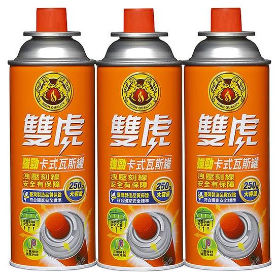 雙虎強勁卡式瓦斯罐 250g*3入