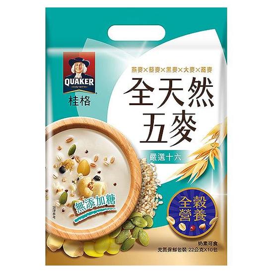 桂格全天然五麥-嚴選十六(無添加糖) 22g*10入