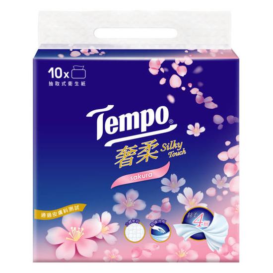 Tempo奢柔四層抽取式衛生紙-櫻花香 80抽*10包
