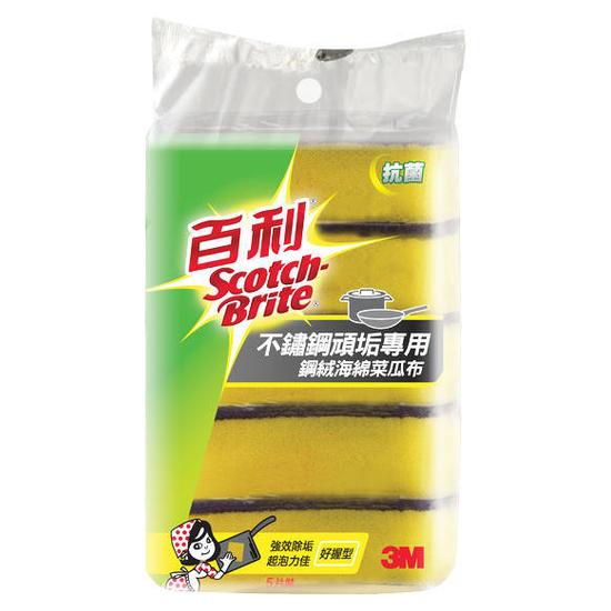 3M百利不鏽鋼頑垢專用鋼絨海棉菜瓜布 5片裝