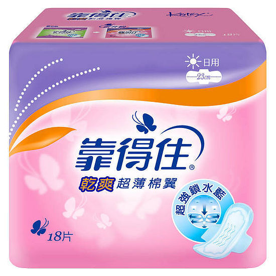 靠得住乾爽超薄棉翼日用衛生棉23cm 18片x4