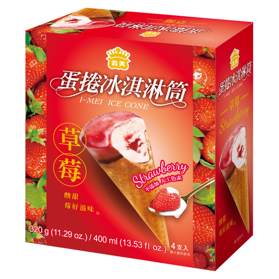 義美草莓蛋捲冰淇淋筒 80g*4入