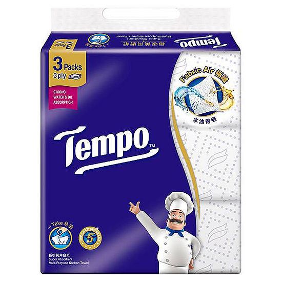 Tempo極吸萬用三層抽取式廚房紙巾 60抽*3包