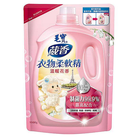 毛寶葳香衣物柔軟精補充包-溫暖花香 1900g