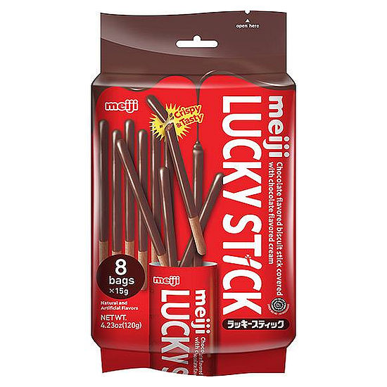 明治Lucky巧克力口味棒狀餅乾家庭號 120g
