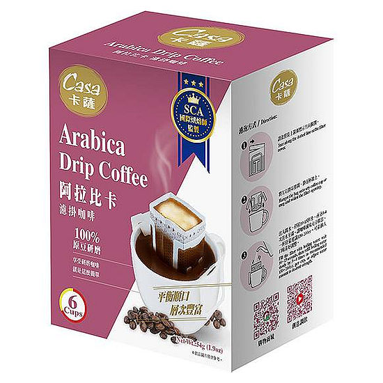 卡薩濾掛式咖啡-阿拉比卡 9gx6入