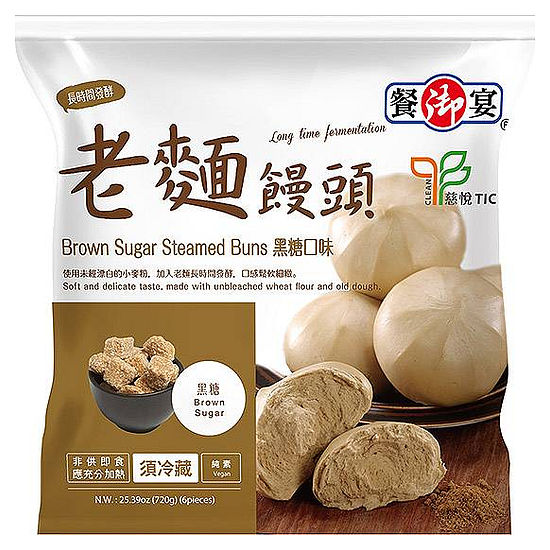 餐御宴老麵饅頭-黑糖 720g(6入)