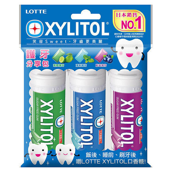 LOTTE XYLITOL綜合分享包(萊姆薄荷.清新薄荷.藍莓薄荷) 78.3g(3入)