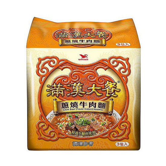 統一滿漢大餐袋麵-蔥燒牛肉口味 187gx3入