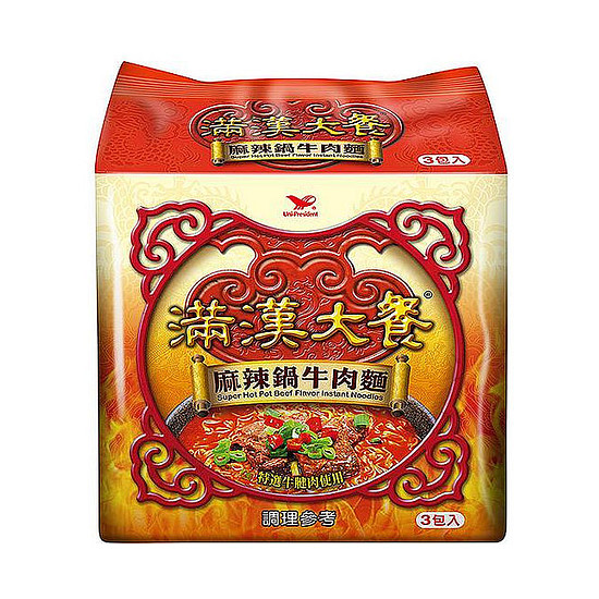 滿漢大餐袋麵-麻辣鍋牛肉麵 200g*3入