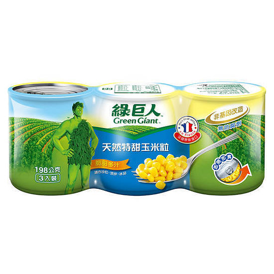 綠巨人天然特甜玉米粒(易開罐) 198gx3入