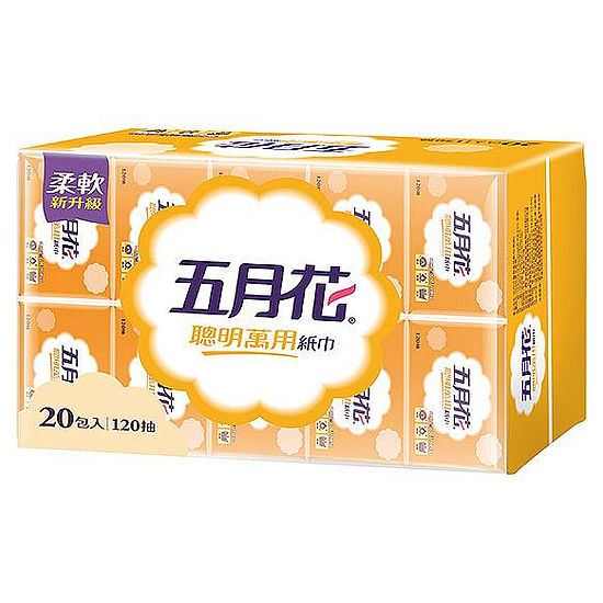 五月花聰明萬用紙巾(面紙) 120抽*20包