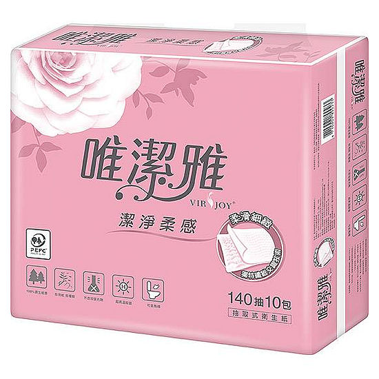 唯潔雅潔淨柔感抽取式衛生紙 140抽x10包