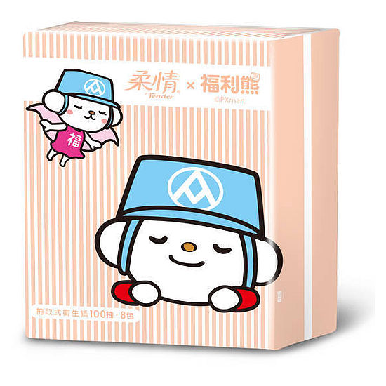 柔情抽取式衛生紙－福利熊 100抽*8包