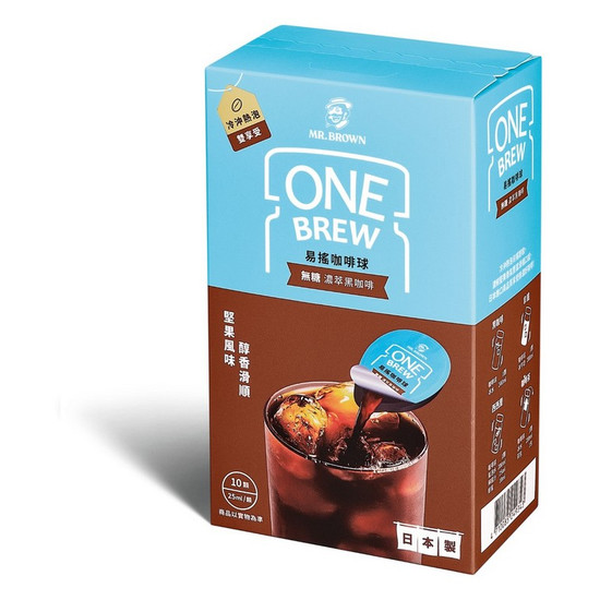 伯朗ONE BREW易搖咖啡球-無糖濃萃黑咖啡 25ml*10入