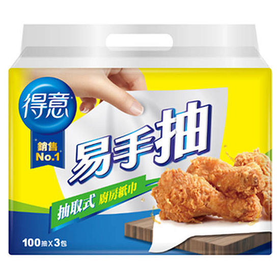 得意易手抽抽取式廚房紙巾 100抽*3包