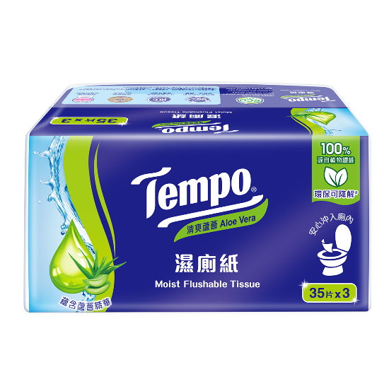 Tempo濕式衛生紙-清爽蘆薈 35抽*3包