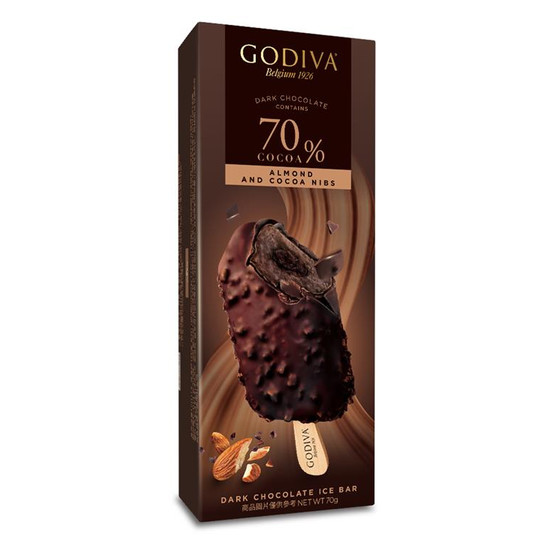 GODIVA70%黑巧克力熟可可杏仁脆粒雪糕 70g