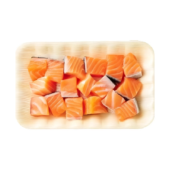 冷藏挪威鮭魚丁  約200g(每100g 70元/重量約±50%/請款金額依實際重量為準)