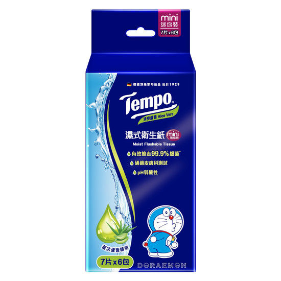 Tempo濕式衛生紙迷你裝-清爽蘆薈 7抽*6包