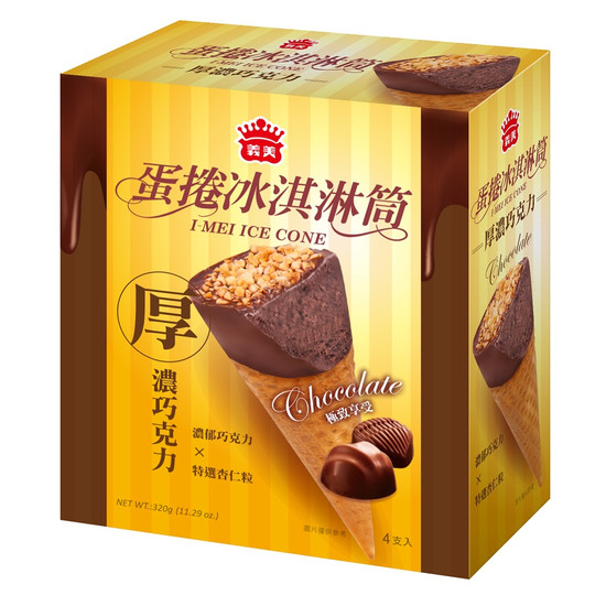 義美蛋捲冰淇淋筒-厚濃巧克力 80g*4入