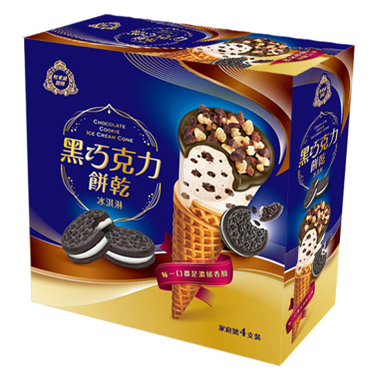 杜老爺甜筒-黑巧克力餅乾冰淇淋 82g*4支