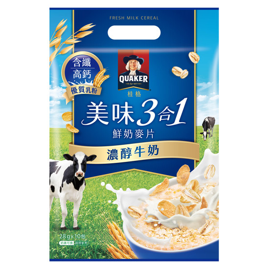 桂格美味三合一麥片-濃醇牛奶 28g*10入
