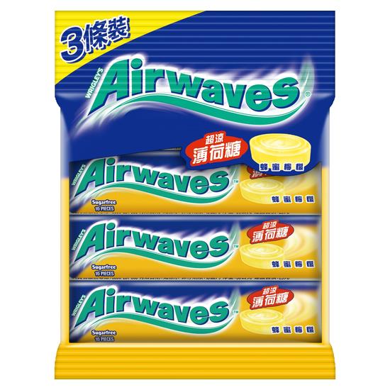 Airwaves超涼薄荷糖-蜂蜜檸檬口味 90g(3條裝)