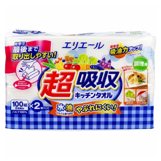 日本大王elleair超吸收抽取式廚房紙巾 100抽*2包