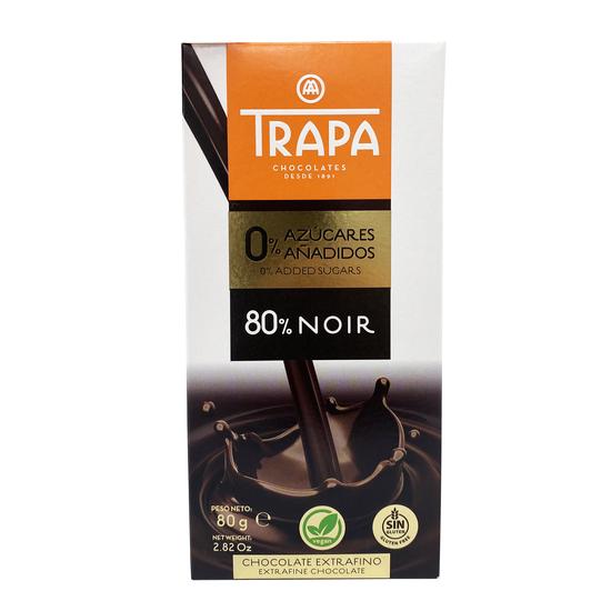 Trapa無添加糖80%黑巧克力片 80g